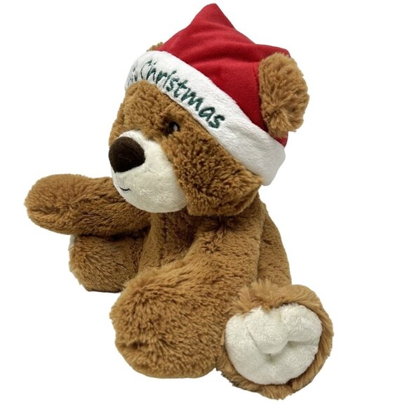 Aurora My First Christmas Teddy Bear Plush Holiday Embroidered Eyes - Picture 4 of 8
